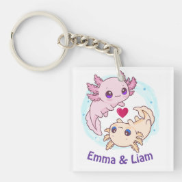 Chaveiro Personalized Axolotl Couple Valentine Keychain