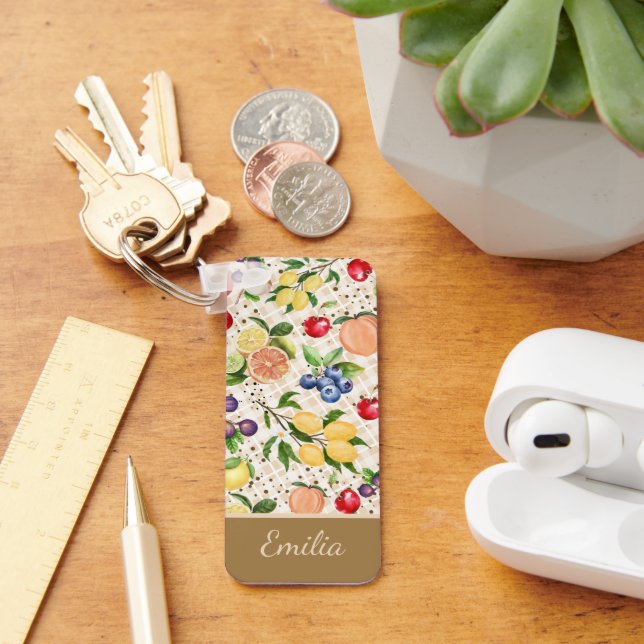 Chaveiro Personalized citrus Brown and beige pattern (Mesa)