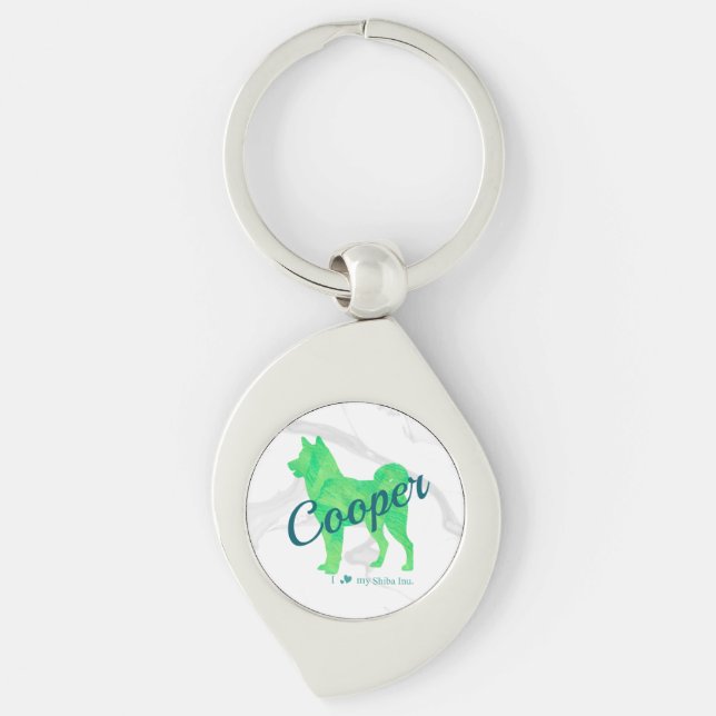 Chaveiro Personalized Cute Pastel Green Shiba Inu - Dog (Frente)