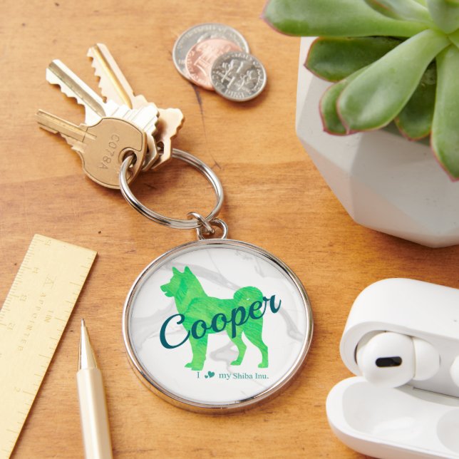 Chaveiro Personalized Cute Pastel Green Shiba Inu Keychain  (Mesa)