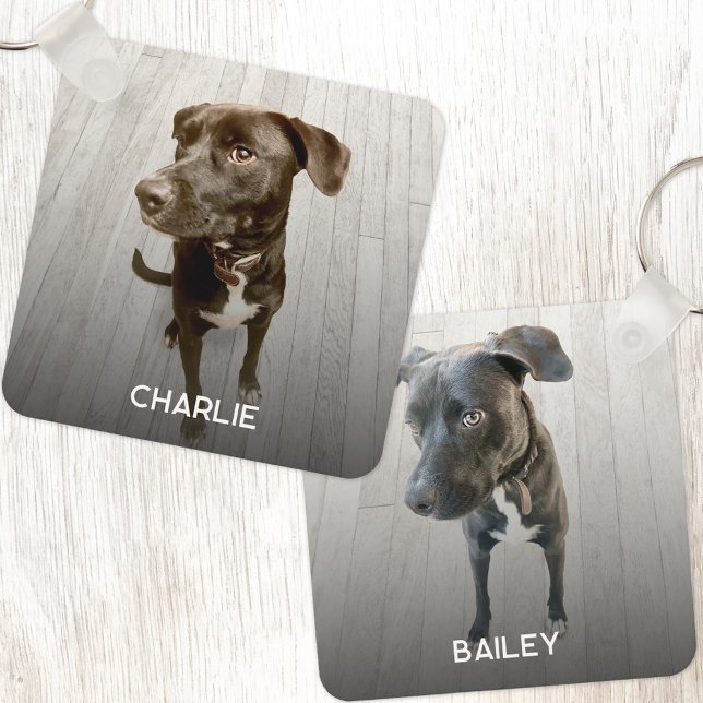 Chaveiro Personalized Double Sided Pet Dog Two Photo (Double sided two photo personalized custom name dog or pet lover keyring keychain)