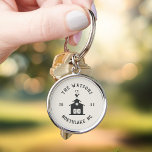 Chaveiro Personalized Farmhouse Barn Family Name<br><div class="desc">Carry a little piece of home everywhere you go with this personalized farmhouse keychain featuring a simple barn illustration, weather vane, and your family name in rustic typography. Custom text fields let you add your established year and hometown, creating a charming keepsake for your farmhouse, ranch, lake house, or first...</div>