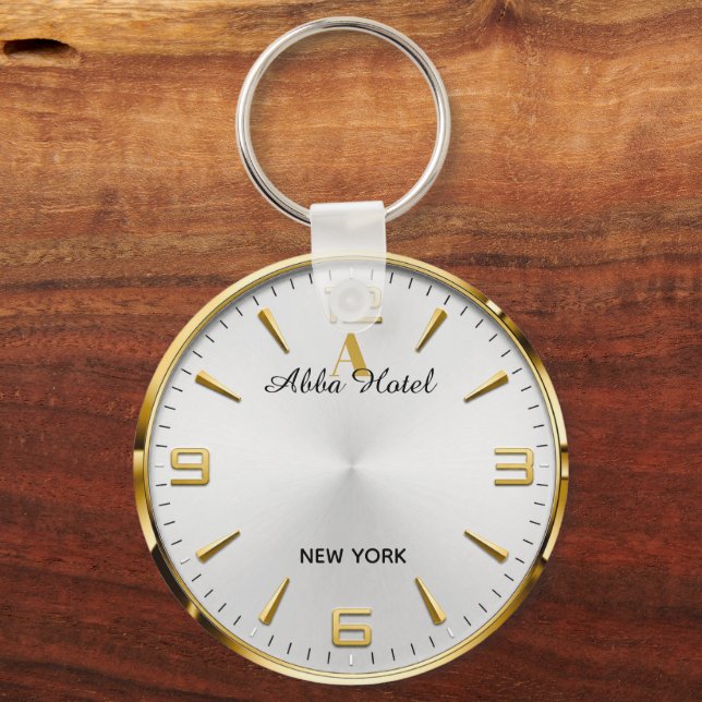 Chaveiro Personalized Hotel Name Luxury Gold Silver  (Frente)