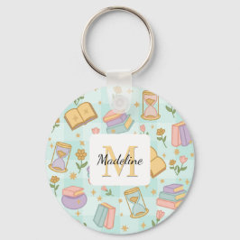 Chaveiro Personalized Magic Books Girl School Mint Green