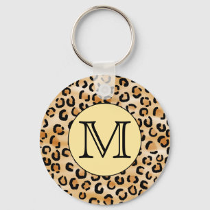 Chaveiro Personalized Monogram Leopard Print Pattern.