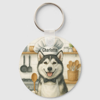 Chaveiro Personalized Name Funny Siberian Husky Dog Chef