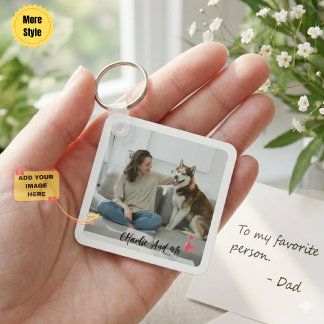 Chaveiro Personalized Pet Photo and Owner Heart Keychain