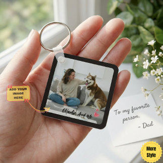 Chaveiro Personalized Pet Photo and Owner Heart Keychain