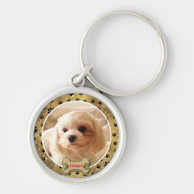 Chaveiro Personalized Photo Dog - Paw Print Design (Frente)