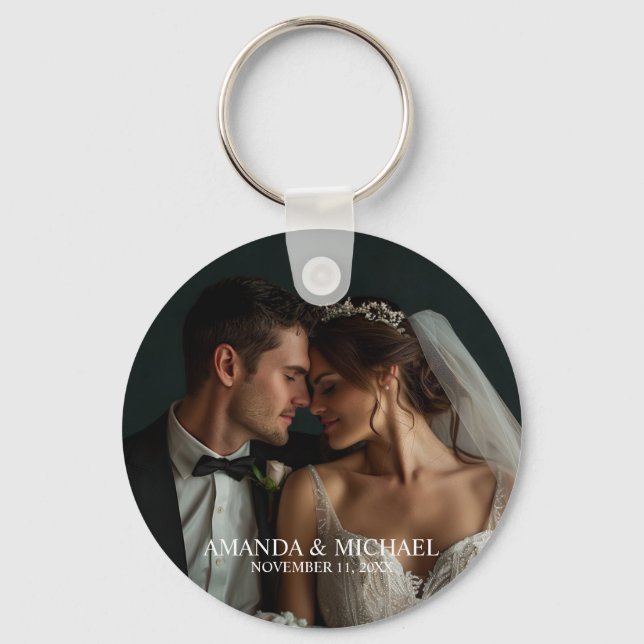Chaveiro Personalized Photo Favor with Names & Wedding Date (Frente)