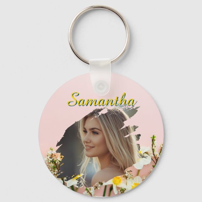 Chaveiro Personalized Photo Keychain | Custom Name Keychain (Frente)