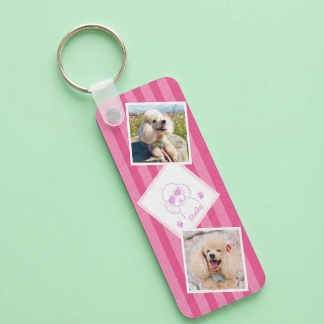 Chaveiro Personalized Poodle Photo Keychain with Name (Criador carregado)
