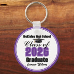 Chaveiro Personalized Purple Class of 2026 Graduation Party<br><div class="desc">Customize your own purple high school Class of 2026 graduate keychain for a high school or college graduation party. Cool varsity letters for the year on a great custom commemorative keepsake for seniors.</div>