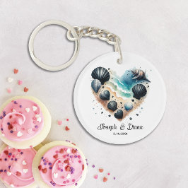 Chaveiro Personalized Valentine Anniversary Seashell Heart