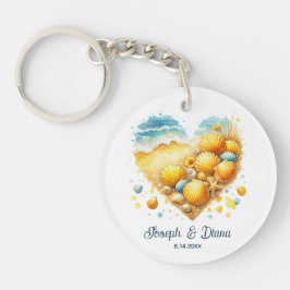 Chaveiro Personalized Valentine Anniversary Seashell Heart