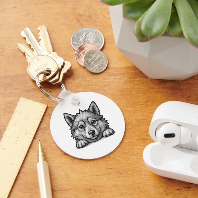Chaveiro Personalized Veterinarian Husky Sketch (Mesa)