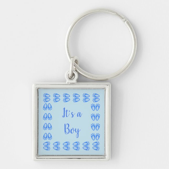 Chaveiro Pés de Coelho Azul Bebê Menino Páscoa Personalizad (Frente)