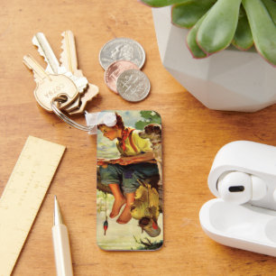 Chaveiro Pesca Antiga, Menino com seu Cachorrinho e Minhoca