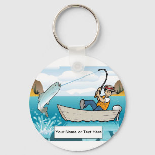 Chaveiro Pesca - Cartoon masculino por PrintedPerfection.co