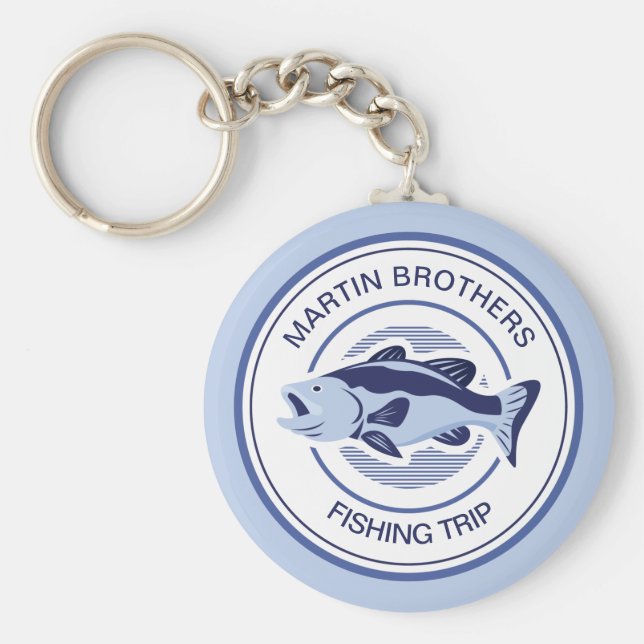 Chaveiro Pesca Familiar Personalizada Trilha Azul Lago Pesc (Frente)
