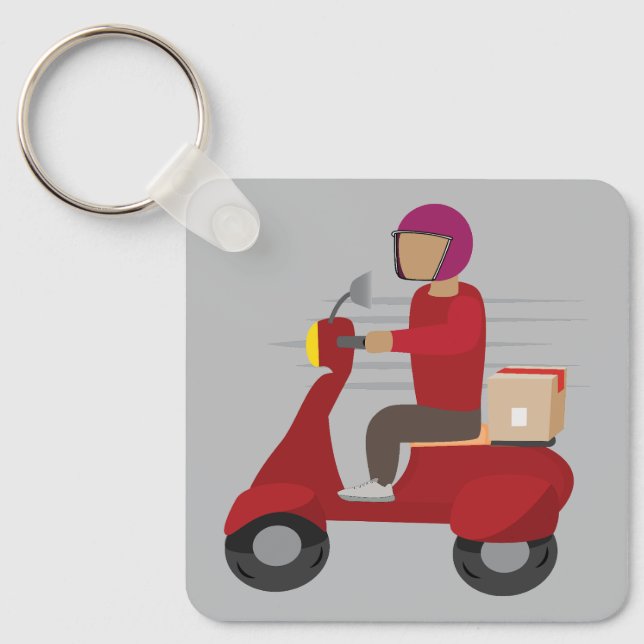 Chaveiro Pessoa de Entrega Dirigindo uma Lambreta (Frente)