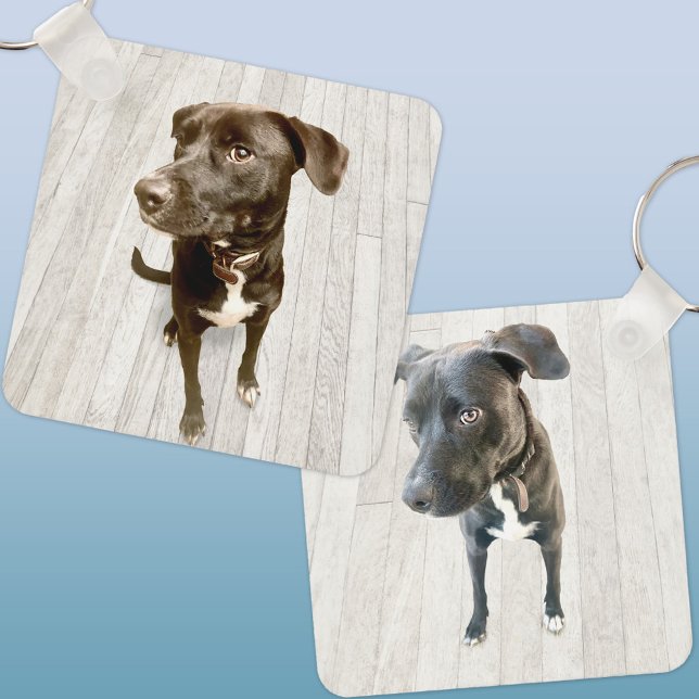 Chaveiro Pet Dog Two Photo (Two photo double sided dog or pet keyring keychain)