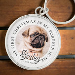 Chaveiro Pet é o meu primeiro Natal em Forever Home Modern<br><div class="desc">Design é composto por tipografia moderna com sans serif e serif font. Adicione uma foto personalizada do animal de estimação adotado e do ano.</div>