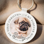 Chaveiro Pet é o meu primeiro Natal em Forever Home Modern<br><div class="desc">Design é composto por tipografia moderna com sans serif e serif font. Adicione uma foto personalizada do animal de estimação adotado e do ano.</div>