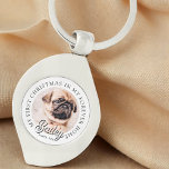 Chaveiro Pet é o meu primeiro Natal em Forever Home Modern<br><div class="desc">Design é composto por tipografia moderna com sans serif e serif font. Adicione uma foto personalizada do animal de estimação adotado e do ano.</div>