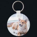 Chaveiro Pet Fotografia personalizada e nome lado duplo<br><div class="desc">Este chaveiro de charme redondo pode ser personalizado com a sua própria imagem e nome do animal de estimação. Para alterar a cor e o estilo de fonte do texto,  basta selecionar o botão "Personalizar o texto" acima para obter recursos de personalização mais avançados.</div>