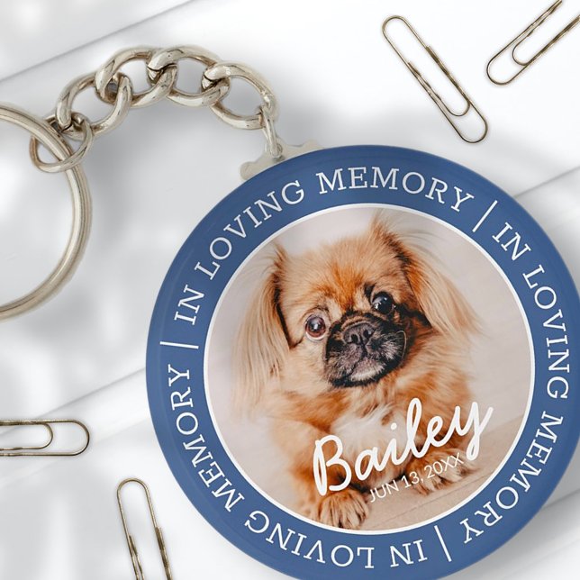 Chaveiro Pet Memorial In Loving Memory Modern Custom Photo (Criador carregado)