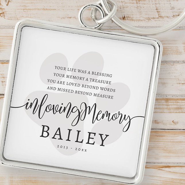 Chaveiro Pet Memorial Moderno Elegante Simples Paw Chic (Criador carregado)