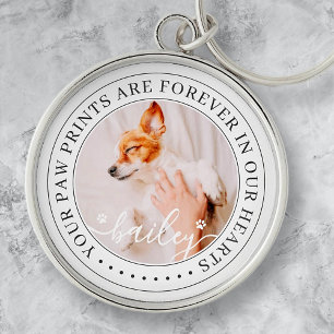 Chaveiro Pet Memorial Paw Imprime Foto Chic Elegante Para C
