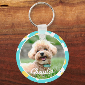 Chaveiro Pet Personalizado de Pet de Padrão Floral Bonito