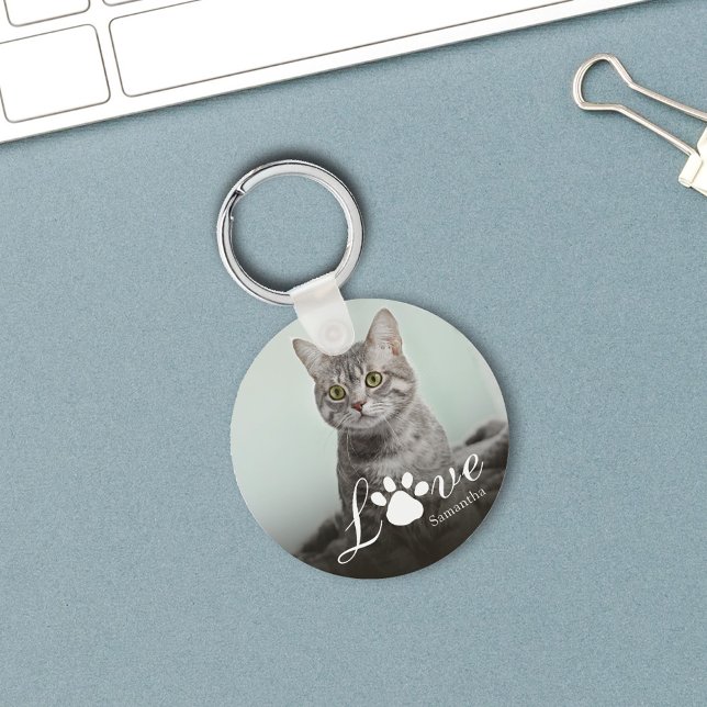 Chaveiro Pet Photo Love Personalized Cute (Kitty Cat Photo Custom Keychain. )