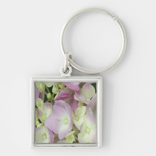 Chaveiro Pétalas de Hydrangea, Cor-de-Rosa, Branca Antiquad (Frente)