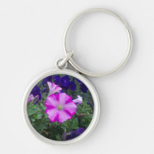 Chaveiro Petunias rosa e púrpura