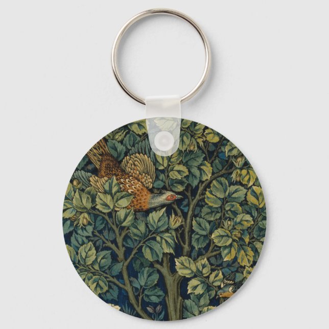 Chaveiro Pheasant Pássaro Árvore Floresta William Morris (Frente)