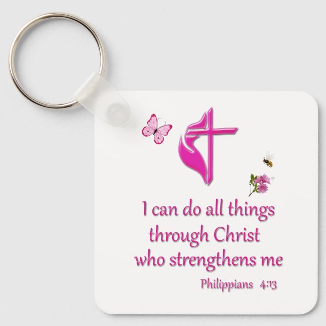 Chaveiro Philippians 4:11 Eu posso fazer tudo (Frente)