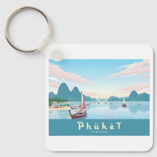 Chaveiro Phuket Thailand Pastel Viagem (Frente)