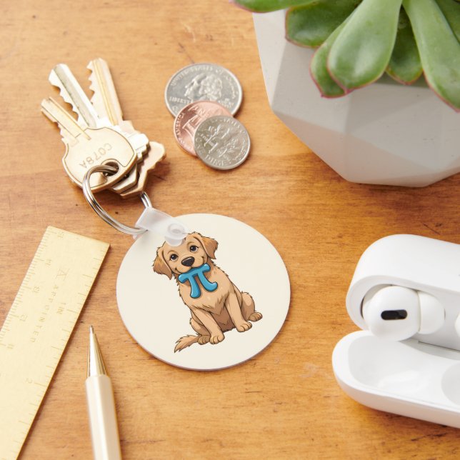 Chaveiro Pi Day Dog Com Símbolo Pi | Matemática Pi Cuta (Mesa)