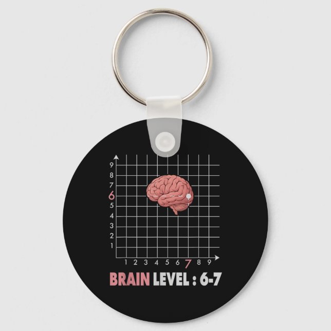 Chaveiro Piada 67 Meme Matemática Seis Sete Professor Brain (Frente)