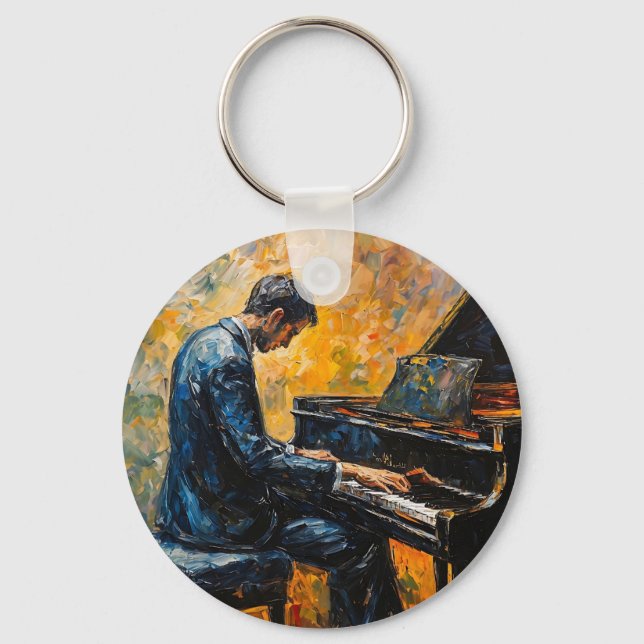 Chaveiro Pianista - Pintura a Óleo (Frente)