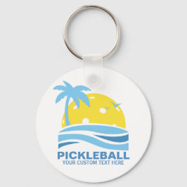 Chaveiro Pickleball Tropical Palm Tree Sun Seu Texto Person