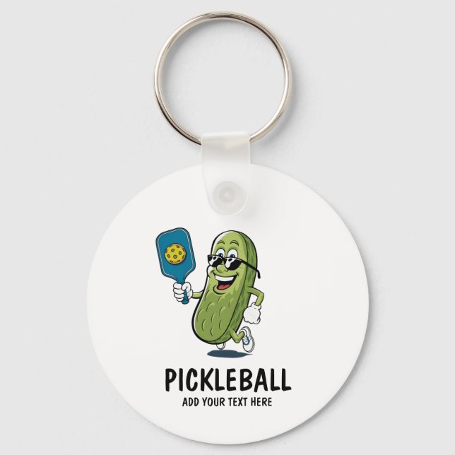 Chaveiro Picles Personalizados Jogando Pickleball Engraçado (Frente)