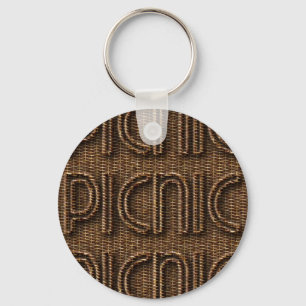 Chaveiro Picnic Funny Wicker Style Typografia Brown