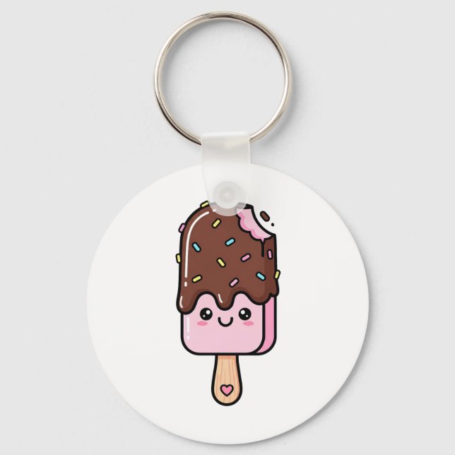 Chaveiro Picolé Fofo Kawaii Sorridente (Frente)