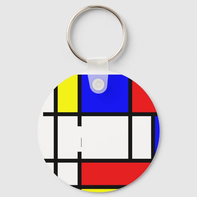 Chaveiro Piet Mondrian Art Style Modern Bright Add Monogram (Frente)
