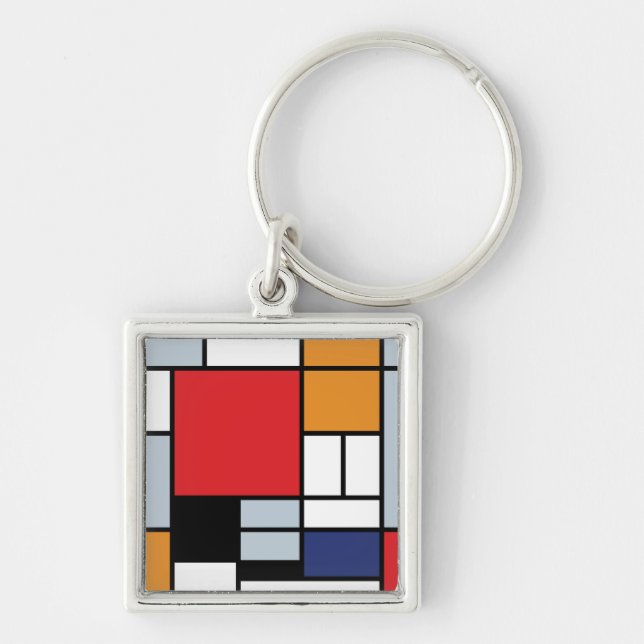 Chaveiro Piet Mondrian - Composição com Grande Plano Vermel (Frente)
