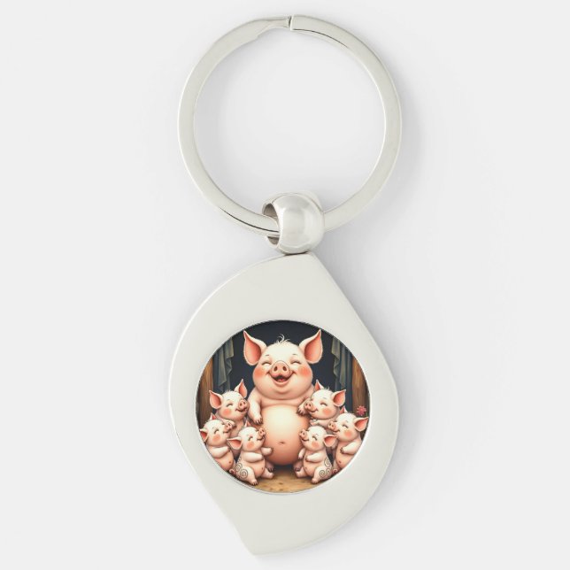Chaveiro  Pig Art – Mother & Piglets (Frente)